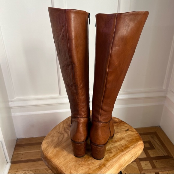 REAL ITALIAN LEATHER Boho 70’s Inspired Knee High Boot VERO CUOIO - Picture 4 of 9